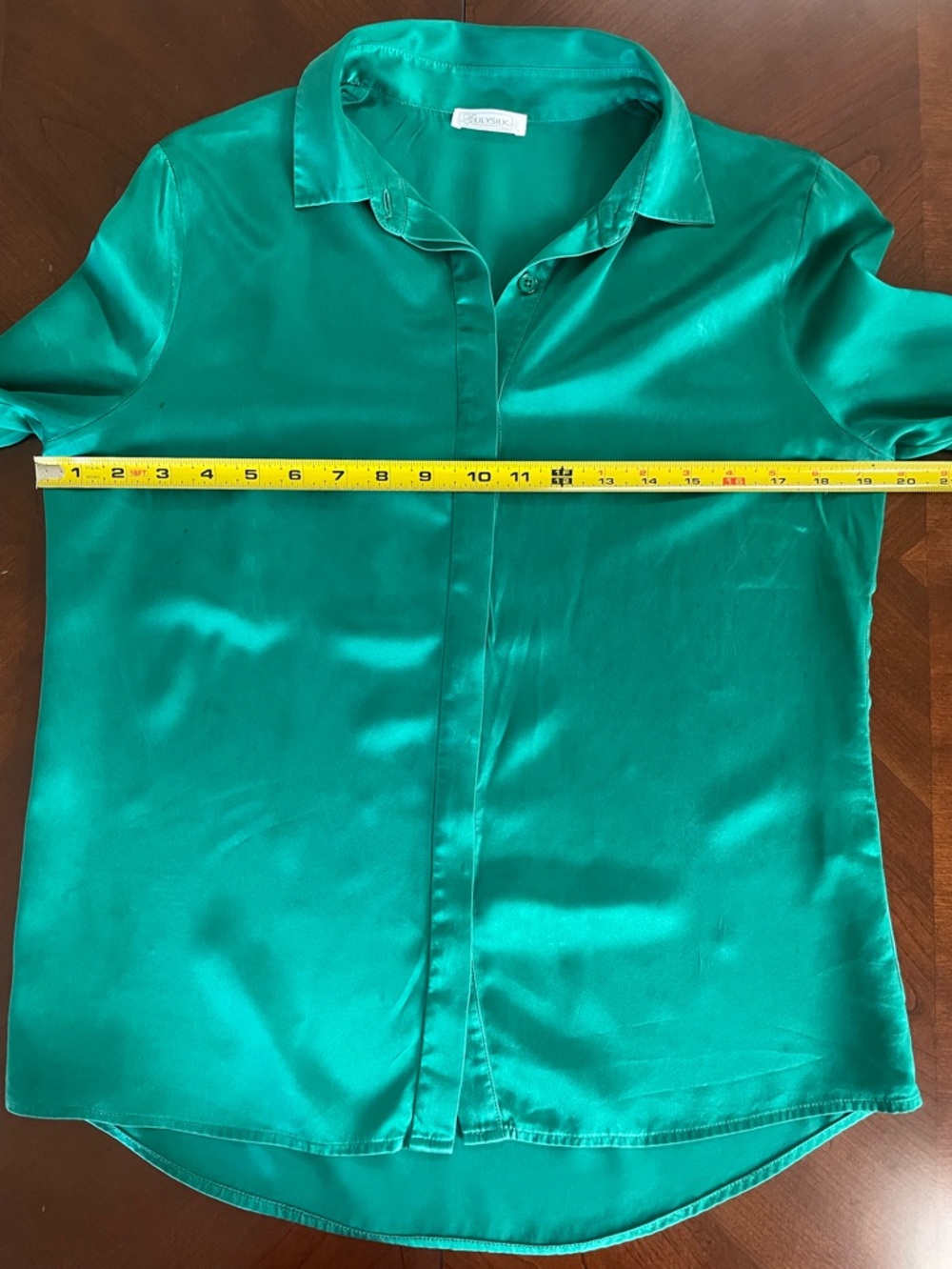 LILYSILK Mulberry Silk Blouse Emerald Green Size S - Picture 4 of 10